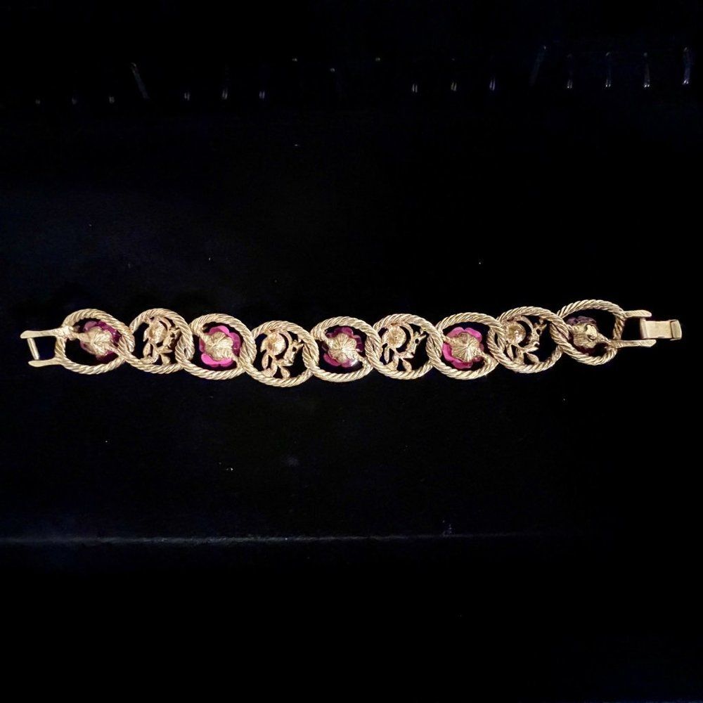 Joan Rivers Victorian Rose Flower Rhinestones Bracelet VTG Jewelry Collectable - Picture 6 of 6